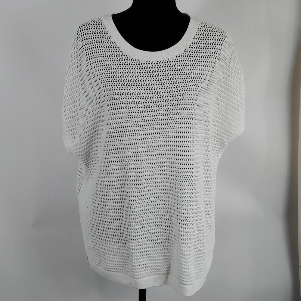 J. Jill Open Stitch Short Sleeve Tunic Sweater